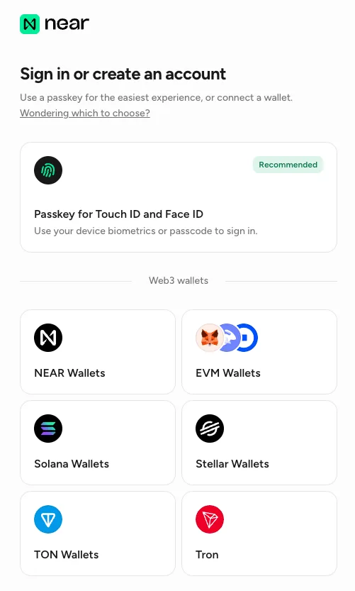 Creating an account on Near