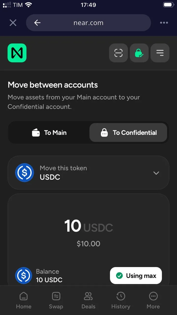 Transfer to Confidential Account